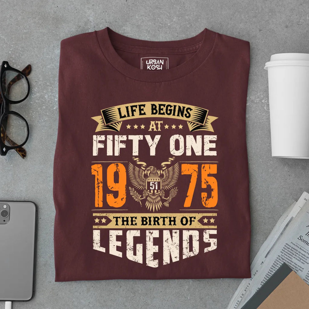 Life Begins at 51, 1975 The Birth of Legends Premium T-shirt