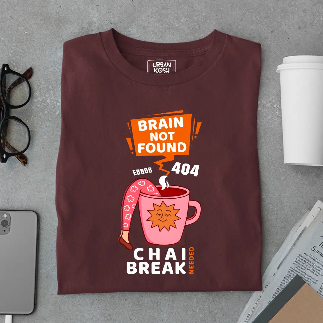 Brain Not Found Error 404 Chai Break Premium T-Shirt for Tea Lovers