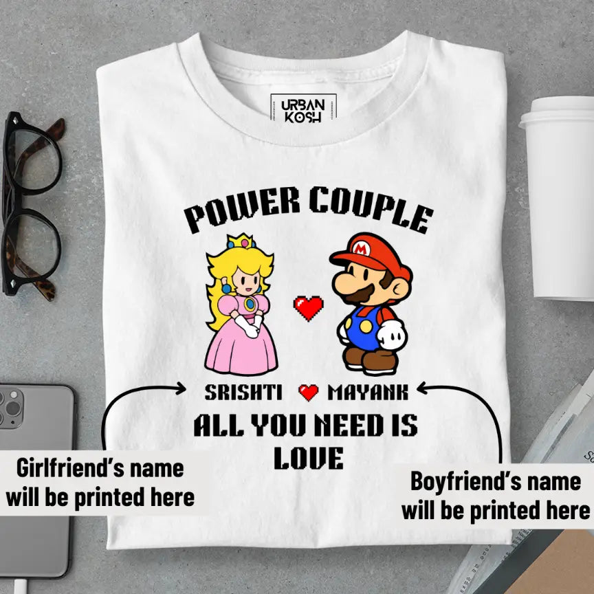 [Personalised] Power Couple Romantic Couple T-Shirt – Valentine’s Day Special