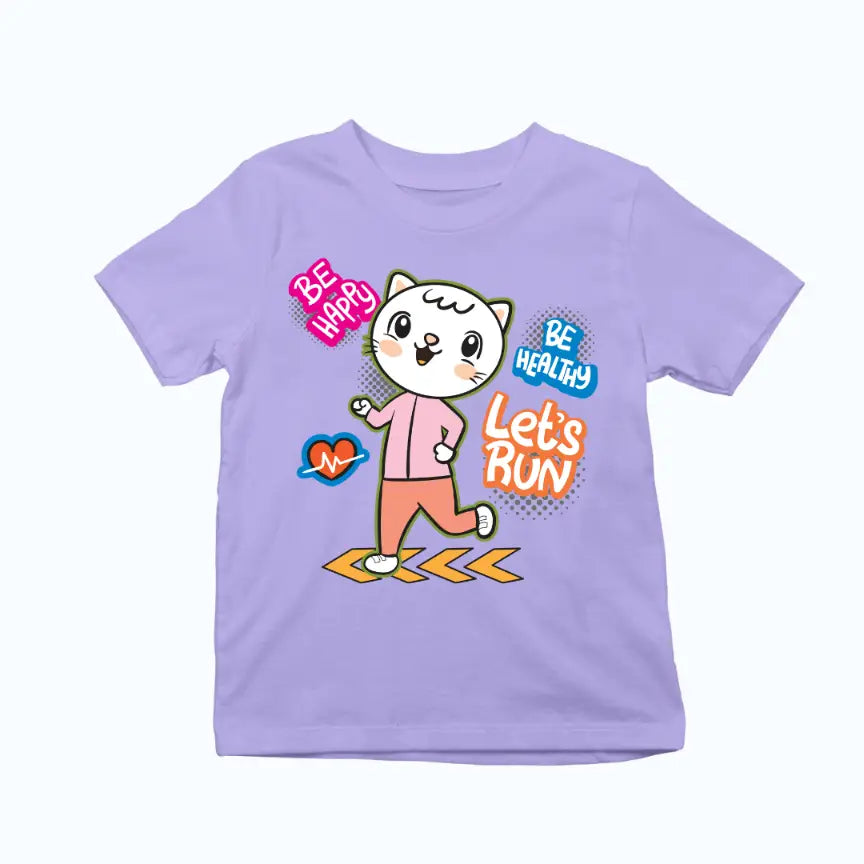 Happy Healthy Jogging Cat Exclusive T-shirt for Kids