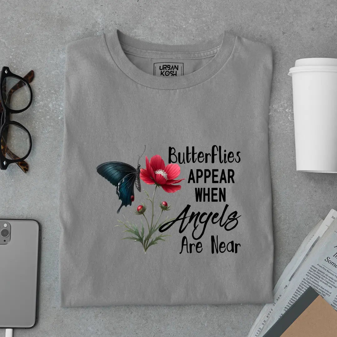 Butterflies Appear When Angels Are Near Premium Butterfly T-Shirt for Women