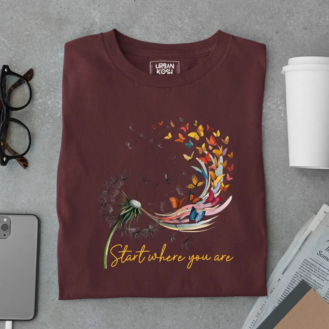 Start Where You Are - Premium Butterfly T-Shirt for Women