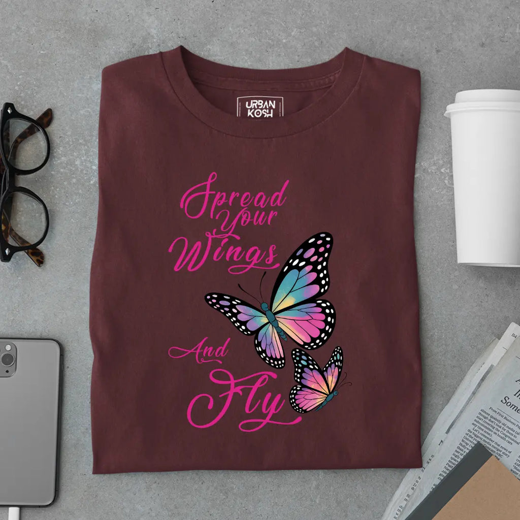 Spread Your Wings and Fly - Premium Butterfly T-Shirt for Women