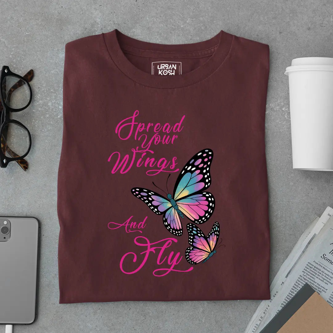 Spread Your Wings and Fly - Premium Butterfly T-Shirt for Women