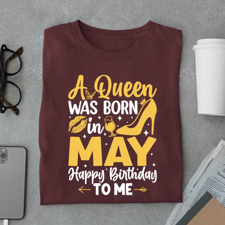 May Queen (Yellow) Happy Birthday to me Limited Edition Premium Birthday T-Shirt