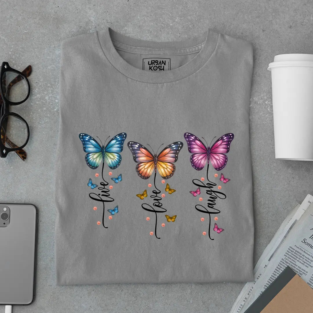Live Love Laugh Premium Butterfly T-Shirt for Women