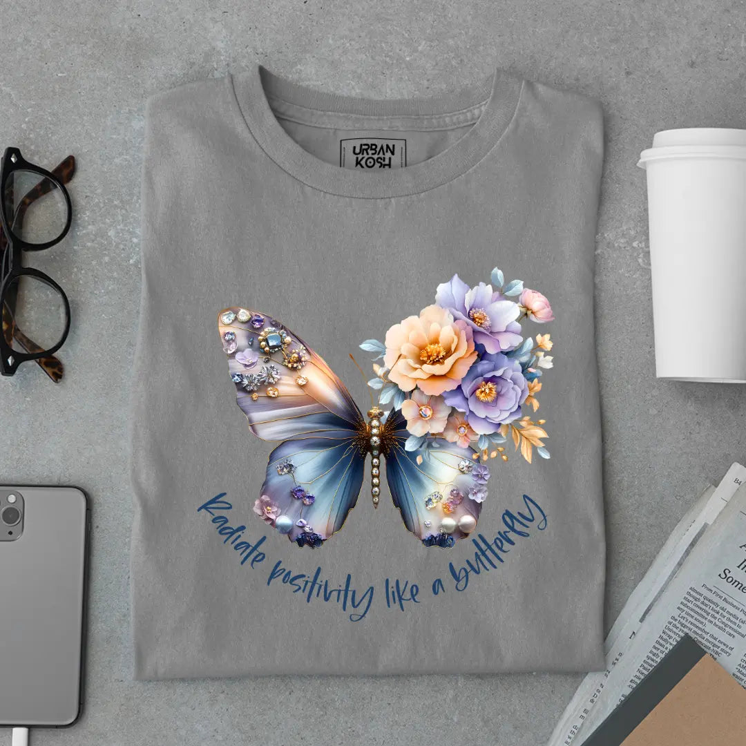 Radiate Positivity Like a Butterfly Premium Butterfly T-Shirt for Women