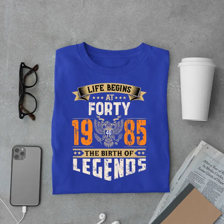 Life Begins at 40, The Birth of Legends Premium Unisex Birthday T-shirt