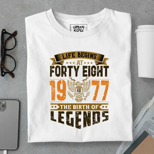 Life Begins at 48, The Birth of Legends Premium Unisex Birthday T-shirt
