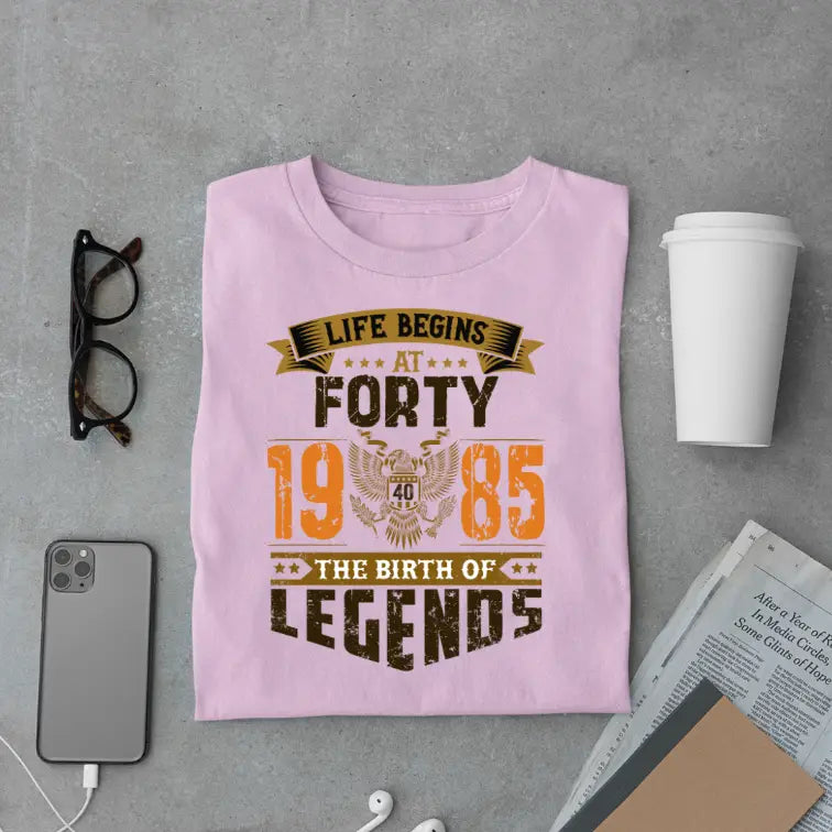 Life Begins at 40, The Birth of Legends Premium Unisex Birthday T-shirt