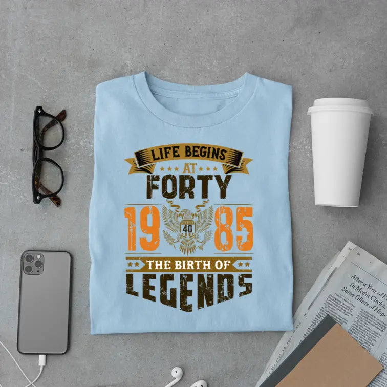 Life Begins at 40, The Birth of Legends Premium Unisex Birthday T-shirt