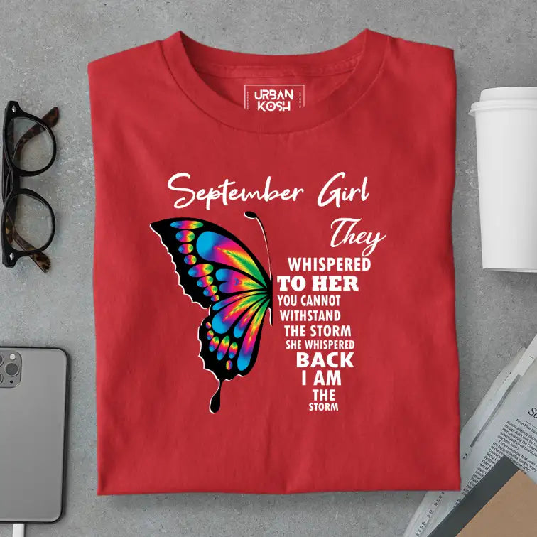 September Girl Exclusive Premium Birthday T-shirt for Women Red S