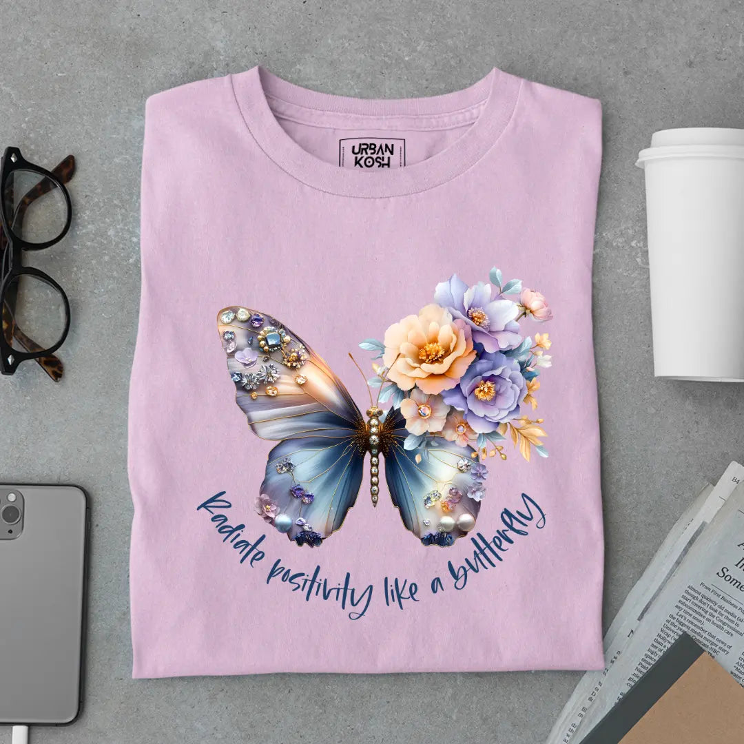 Radiate Positivity Like a Butterfly Premium Butterfly T-Shirt for Women