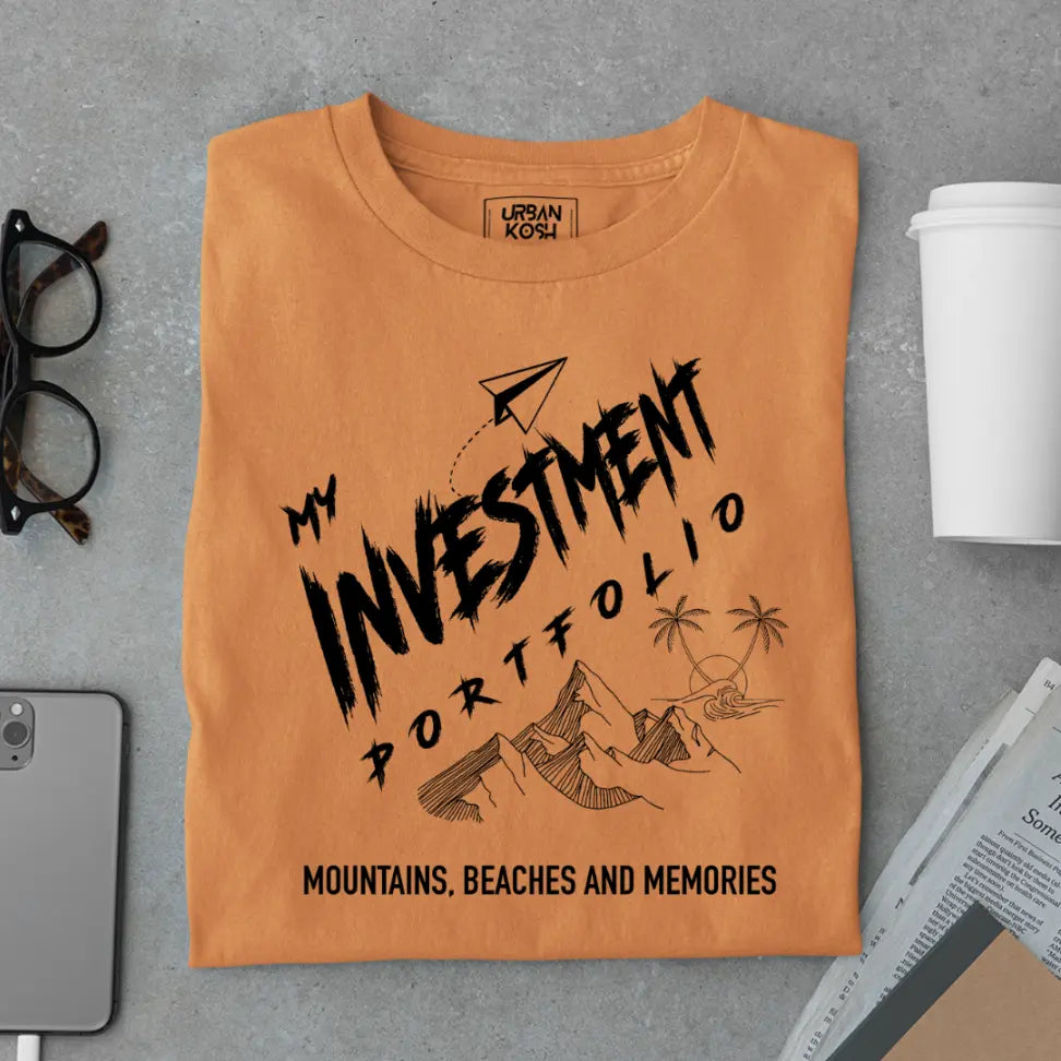 "My Investment Portfolio Mountains, Beaches and Memories" Premium Wanderlust T-Shirt