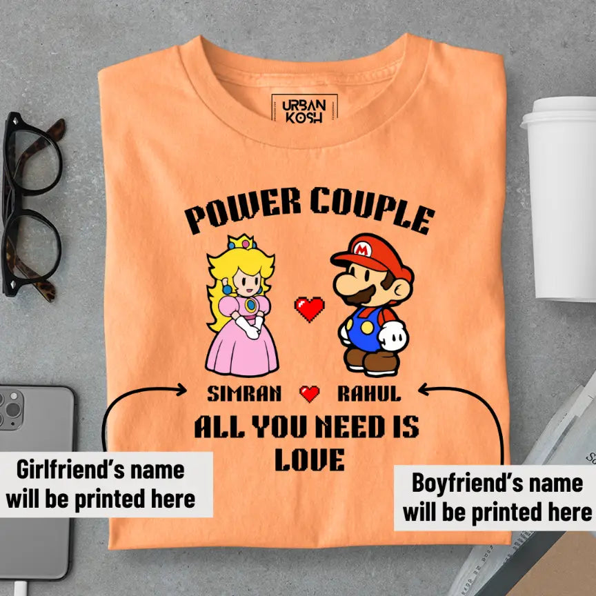 [Personalised] Power Couple Romantic Couple T-Shirt – Valentine’s Day Special