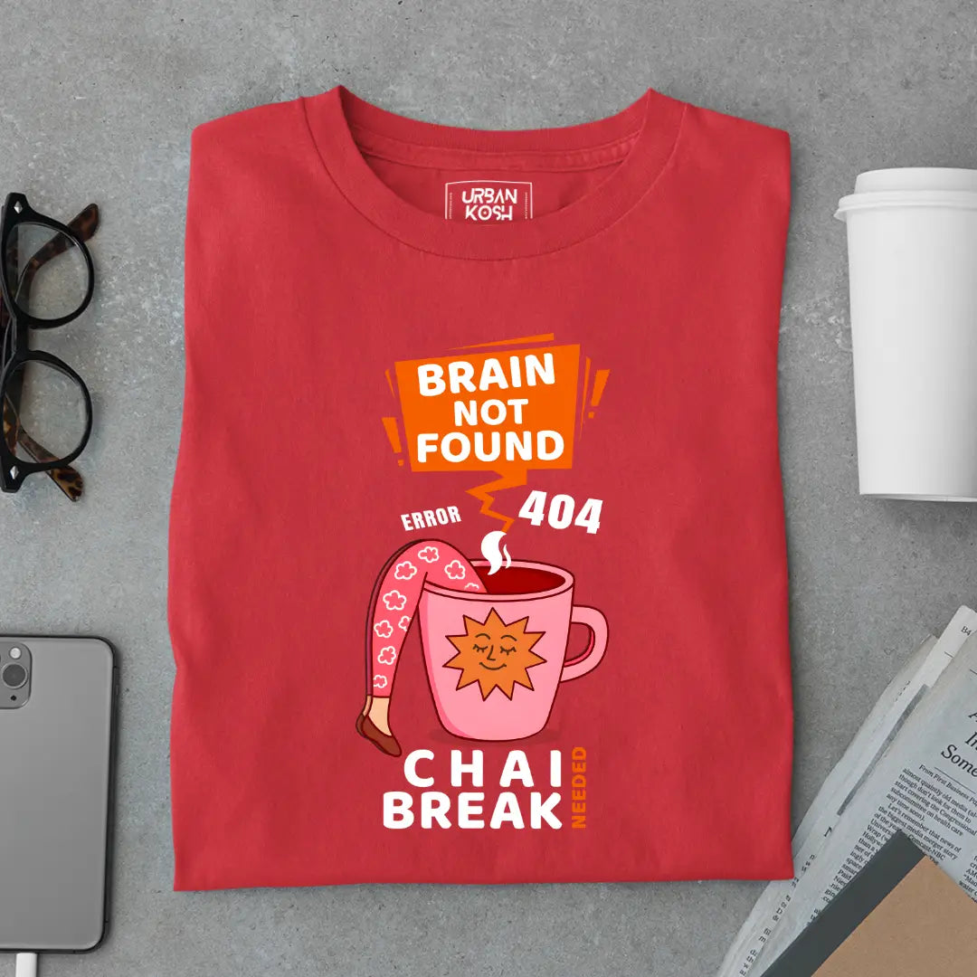 Brain Not Found Error 404 Chai Break Premium T-Shirt for Tea Lovers