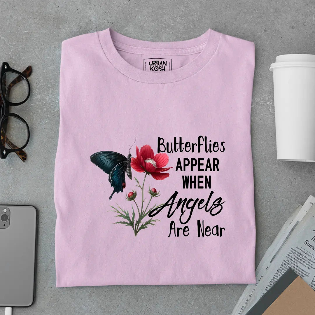 Butterflies Appear When Angels Are Near Premium Butterfly T-Shirt for Women