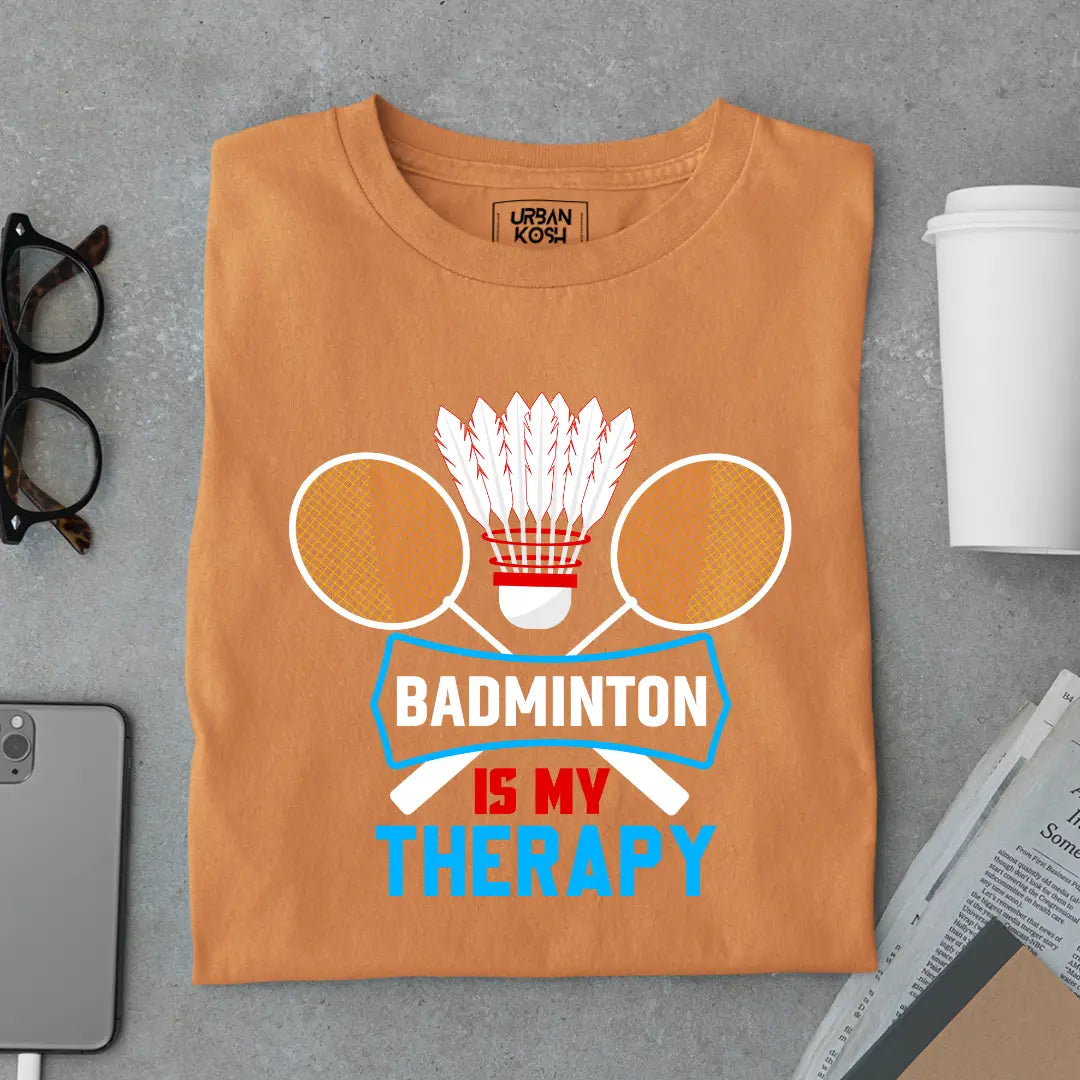 Badminton is My Therapy Funny T-shirt for Badminton Player
