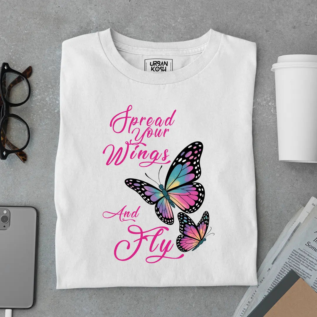 Spread Your Wings and Fly - Premium Butterfly T-Shirt for Women