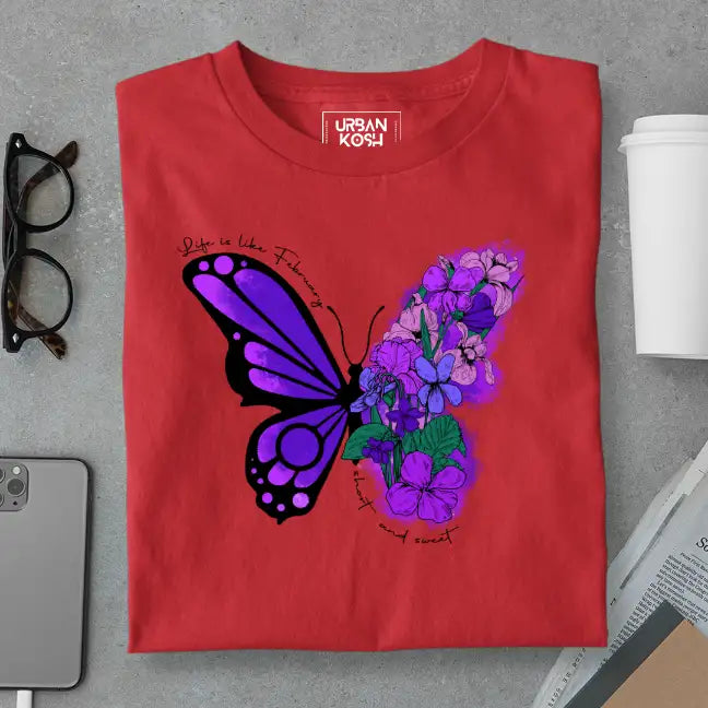 Butterfly of February Exclusive Premium Birthday T-Shirt for Women