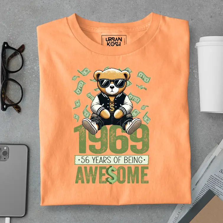 Teddy 1969, 56 Years of Being Awesome Premium Birthday T-Shirt