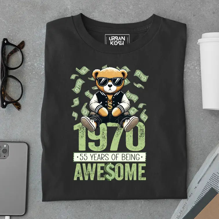 Teddy 1970, 55 Years of Being Awesome Premium Birthday T-Shirt