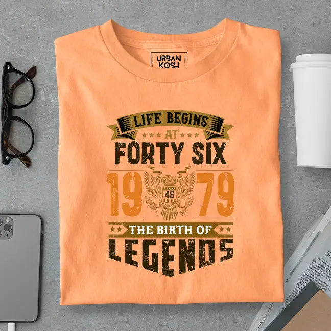 Life Begins at 46, The Birth of Legends Premium Unisex Birthday T-shirt