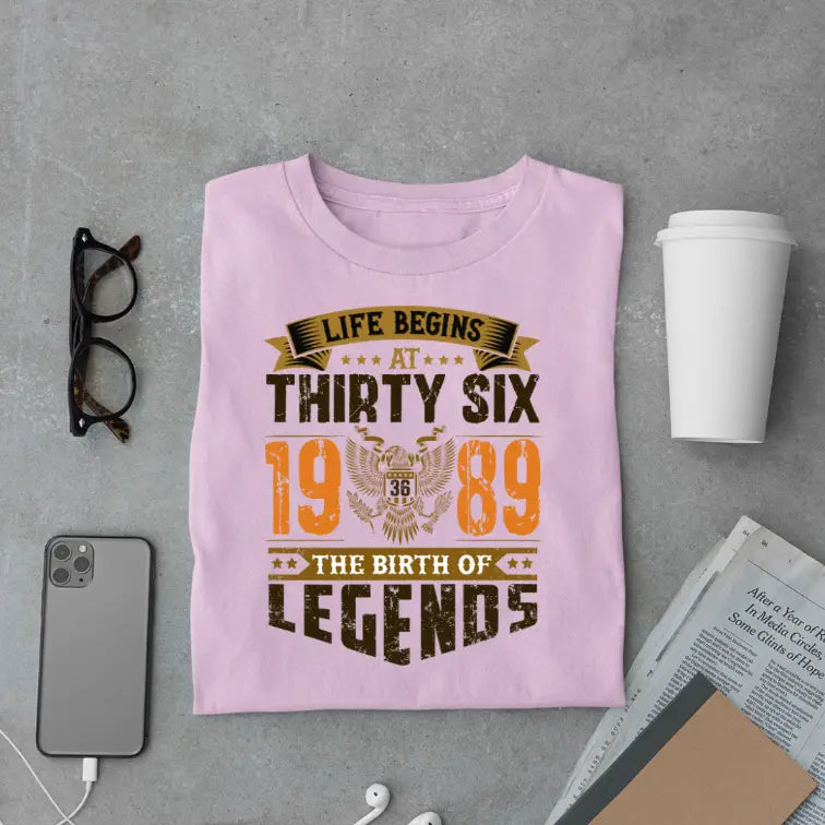 Life Begins at 36, The Birth of Legends Premium Unisex Birthday T-shirt