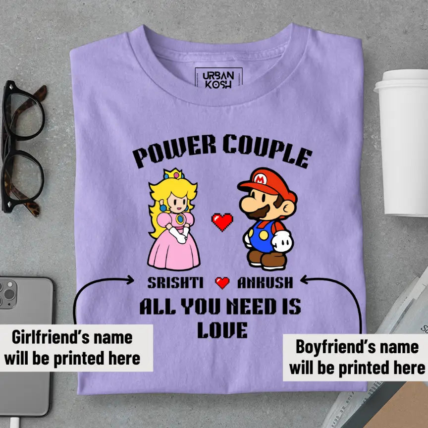 [Personalised] Power Couple Romantic Couple T-Shirt – Valentine’s Day Special