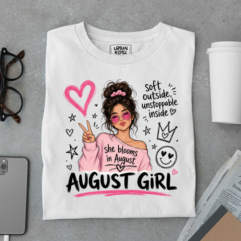 She Blooms in August Exclusive Premium Birthday T-shirt for August Girl