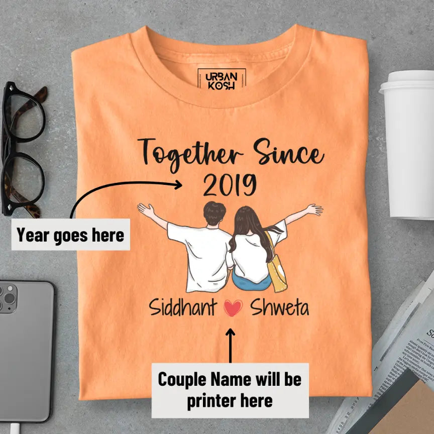 [Personalised] Together Since [Year] Couple T-Shirt – Valentine’s Day Special