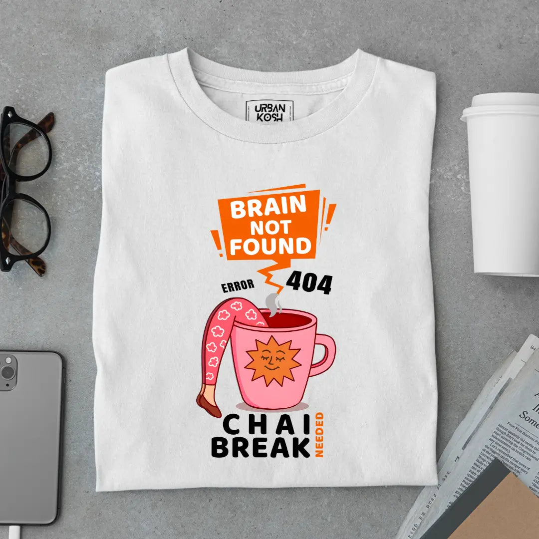 Brain Not Found Error 404 Chai Break Premium T-Shirt for Tea Lovers