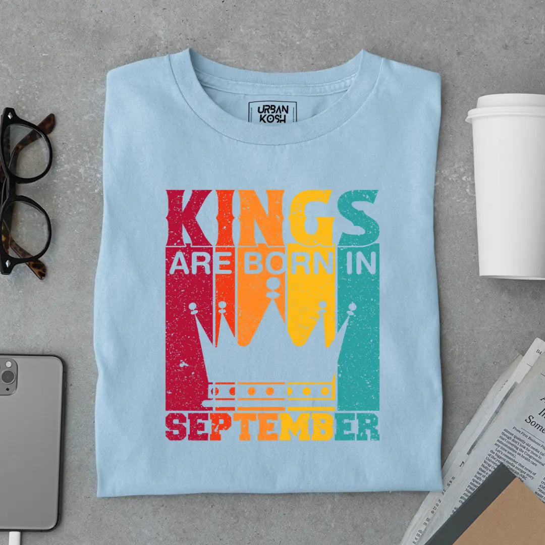 Vintage Kings are Born in September Limited Edition Premium Birthday T-Shirt