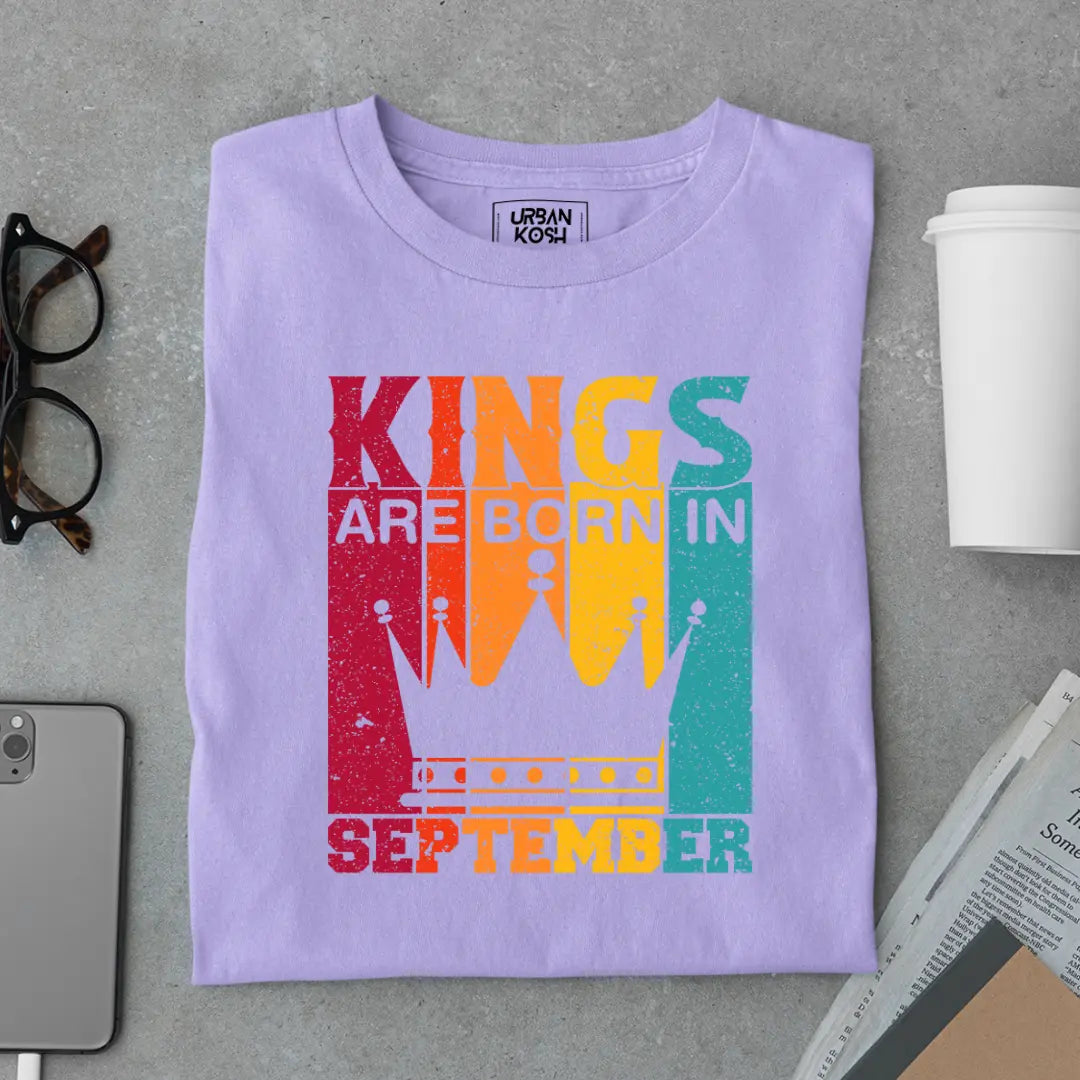 Vintage Kings are Born in September Limited Edition Premium Birthday T-Shirt