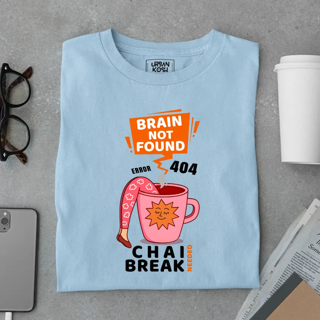 Brain Not Found Error 404 Chai Break Premium T-Shirt for Tea Lovers