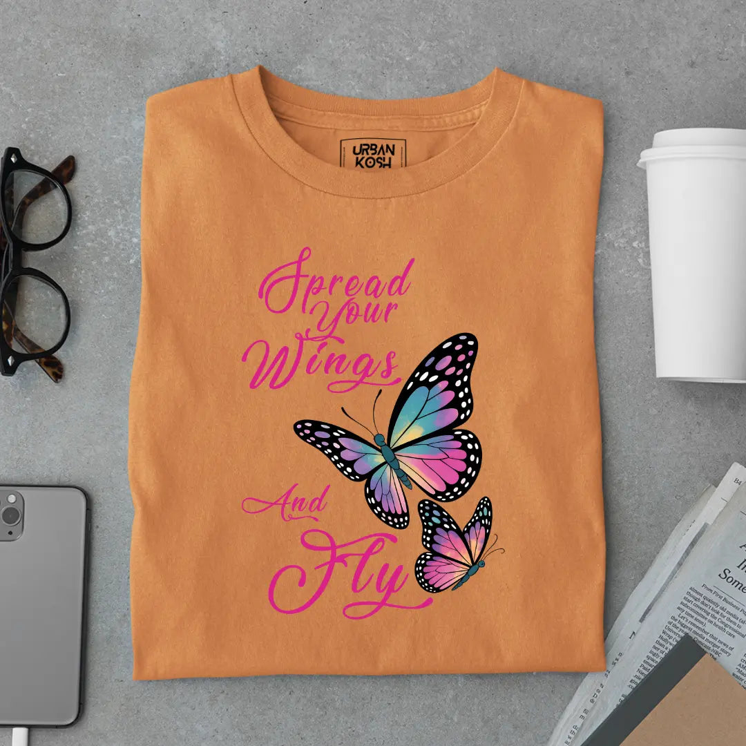 Spread Your Wings and Fly - Premium Butterfly T-Shirt for Women