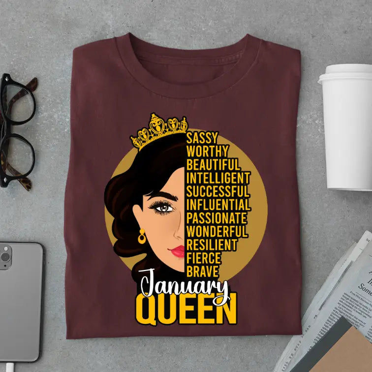 Sassy January Queen Limited Edition Exclusive Premium Birthday T-Shirt