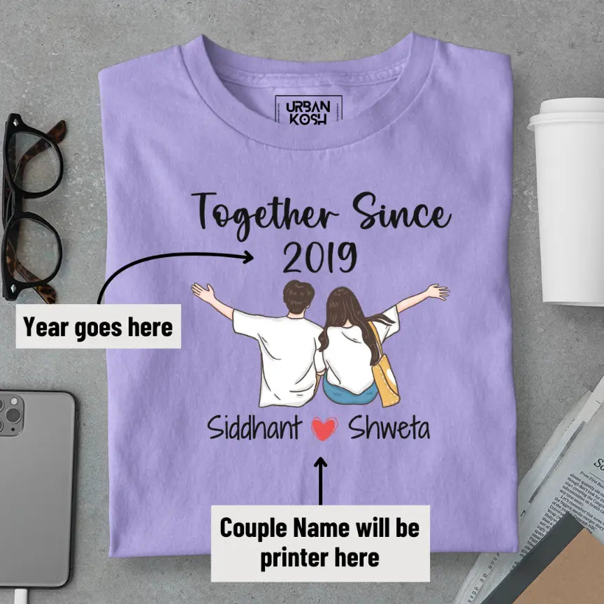 [Personalised] Together Since [Year] Couple T-Shirt – Valentine’s Day Special