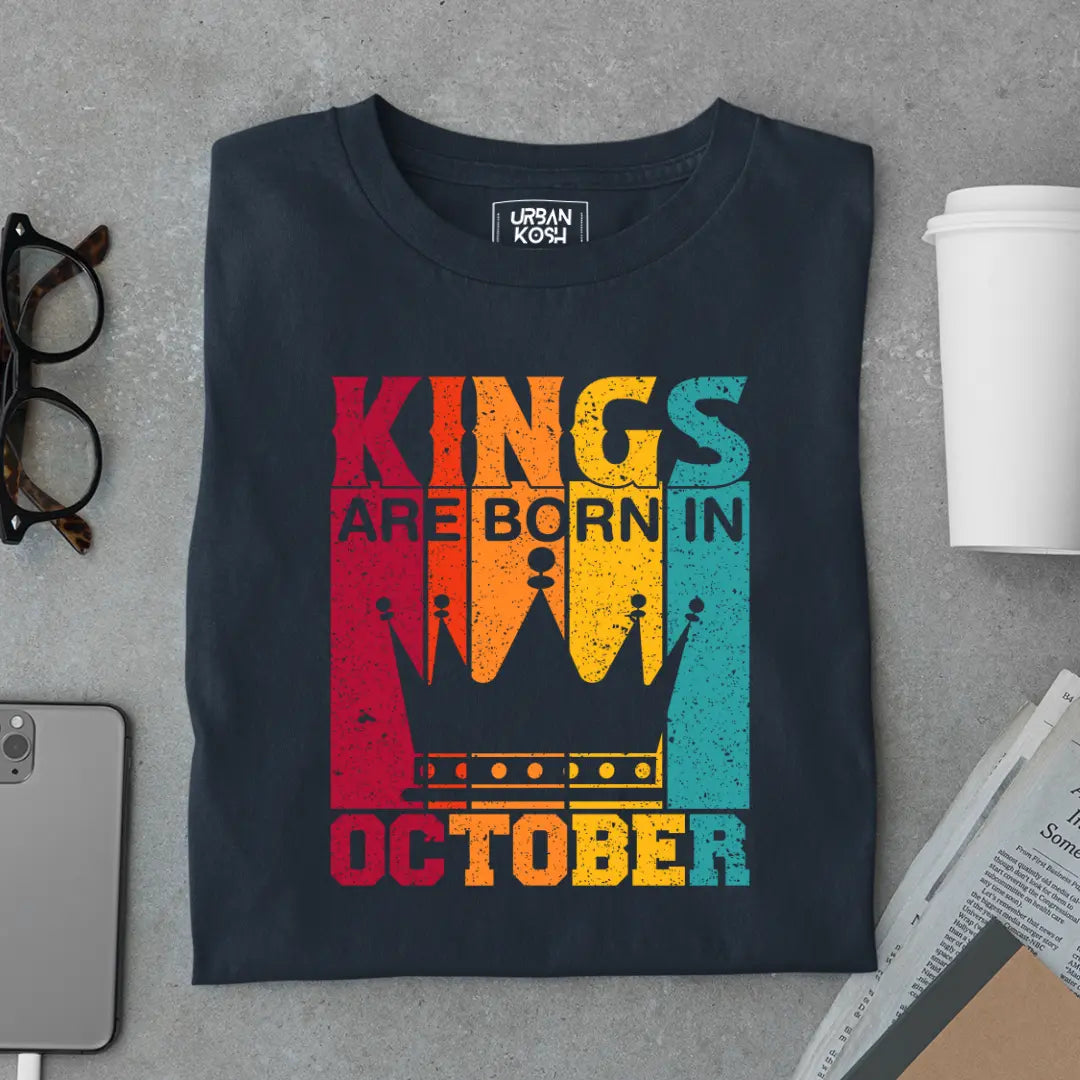 Vintage Kings are Born in October Limited Edition Premium Birthday T-Shirt