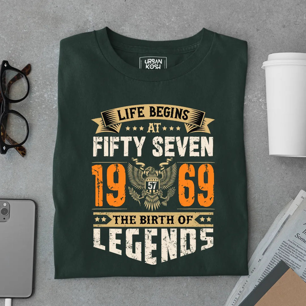 Life Begins at 57, 1969 The Birth of Legends Premium T-shirt