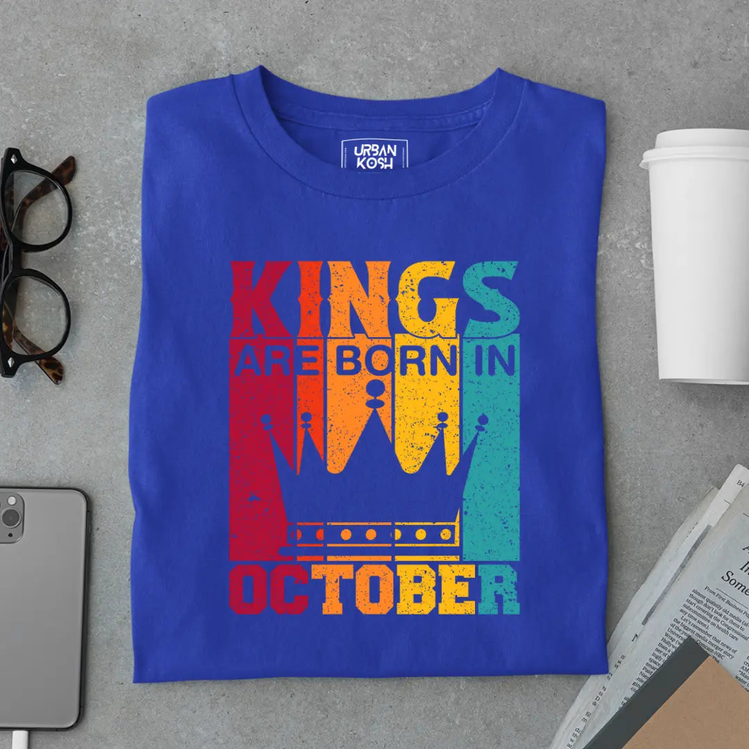 Vintage Kings are Born in October Limited Edition Premium Birthday T-Shirt