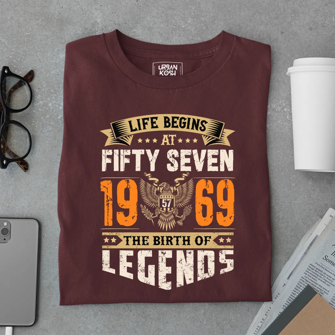 Life Begins at 57, 1969 The Birth of Legends Premium T-shirt