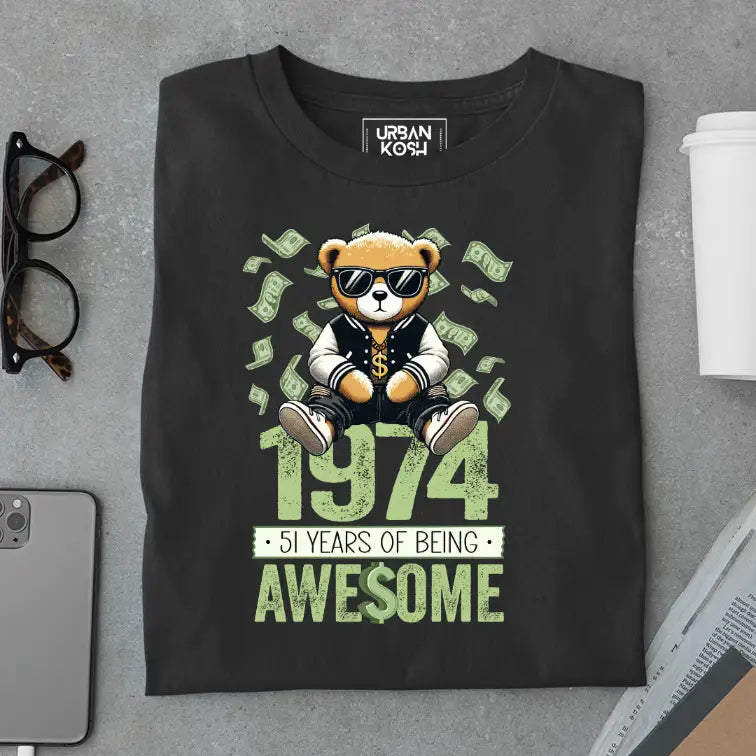 Teddy 1974, 51 Years of Being Awesome Premium Birthday T-Shirt
