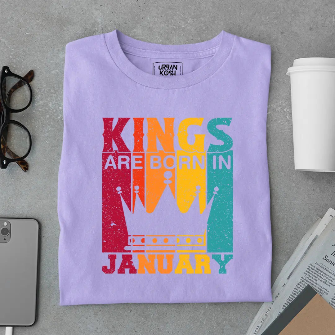 Vintage Kings are Born in January Limited Edition Premium Birthday T-Shirt