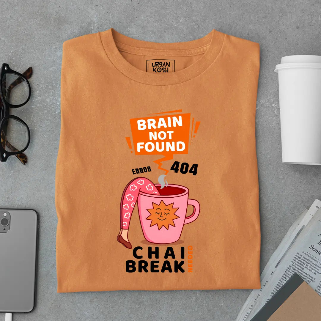 Brain Not Found Error 404 Chai Break Premium T-Shirt for Tea Lovers