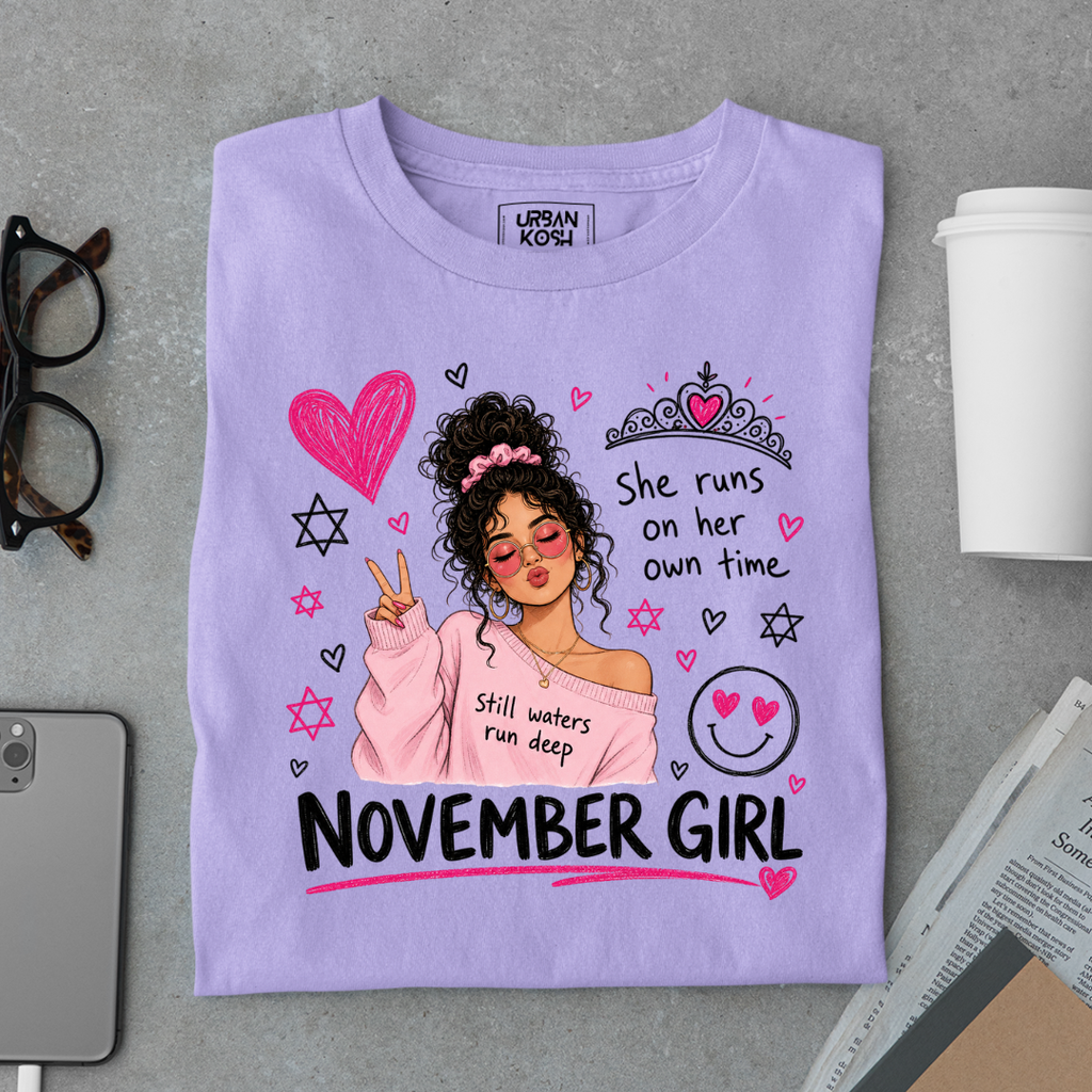November Girl Runs on Her Own Time Exclusive Premium Birthday T-shirt for Women