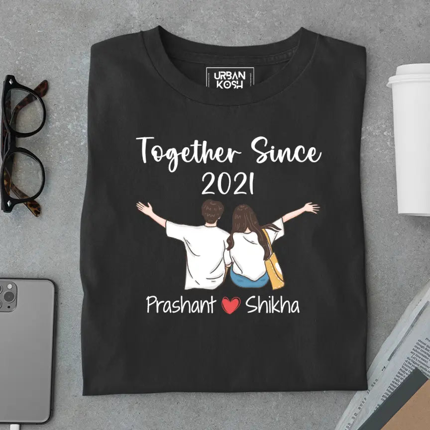 [Personalised] Together Since [Year] Couple T-Shirt – Valentine’s Day Special
