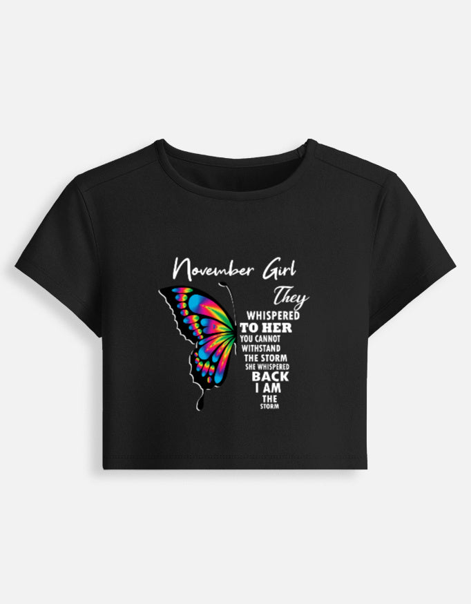 November Girl Butterfly Premium Baby Tee for Women