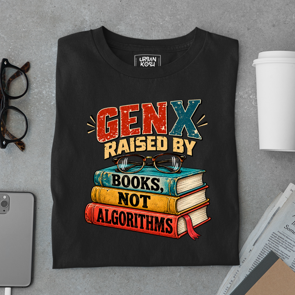 Gen X Raised By Books Not Algorithms Graphic T-Shirt