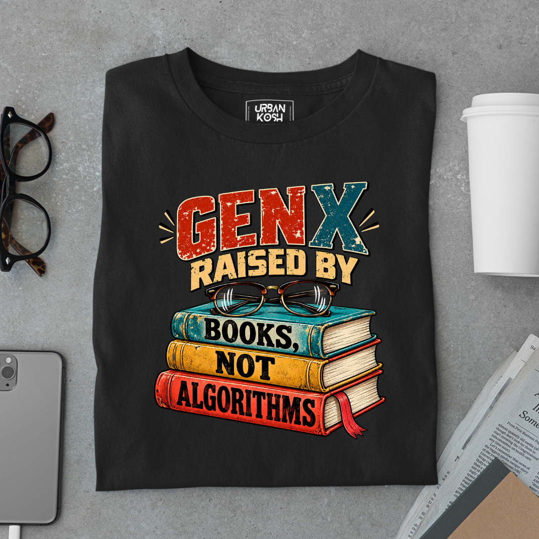 Gen X Raised By Books Not Algorithms Graphic T-Shirt